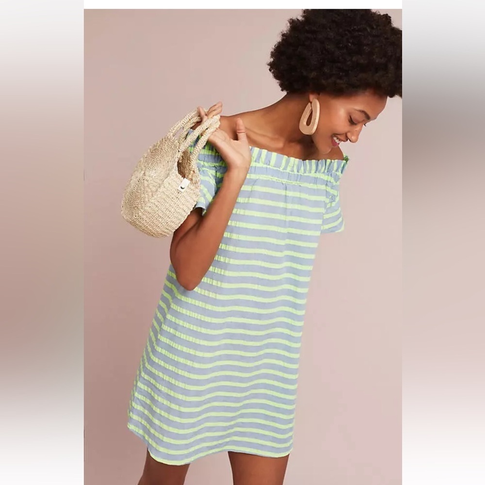 Anthropologie Bayside Off-The-Shoulder Dress Corey Lynn Calter medium Petite